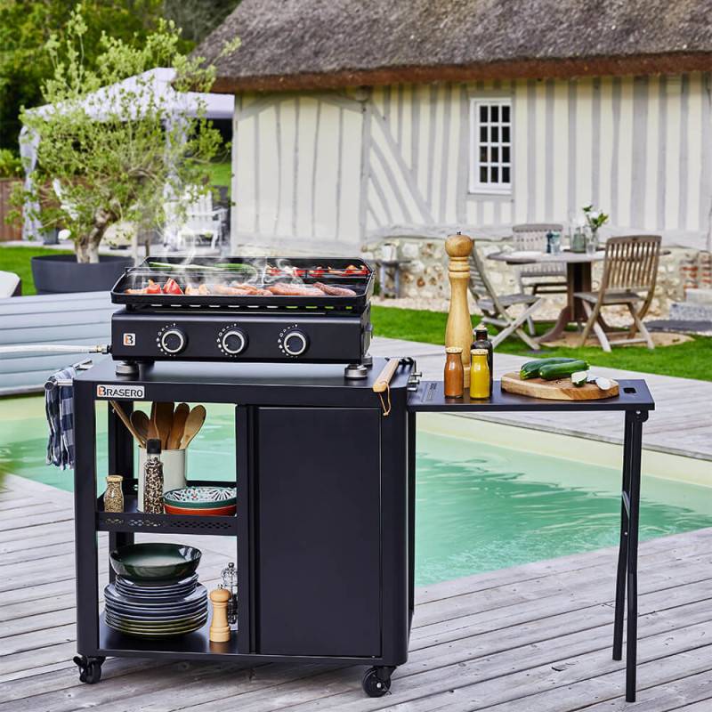Brasero - Plancha gaz Silvia IIG 3 feux – BRASERO BY FAVEX – Plaque acier céramique 67 x 34 cm, 7,95 kW, jusqu'à 10 personnes, capot inclus - Image 8