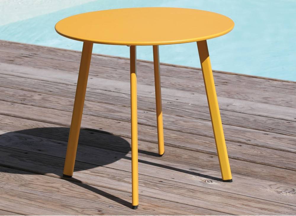 Proloisirs - Table basse de jardin Massaï ø 45 cm en acier époxy - miel PROLOISIRS - Image 2