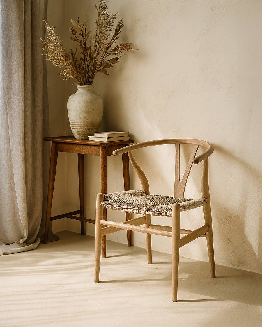 Lyia - Chaise en teck massif et rotin - UNIQKA - Image 1
