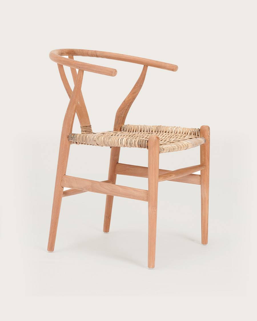 Lyia - Chaise en teck massif et rotin - UNIQKA - Image 2