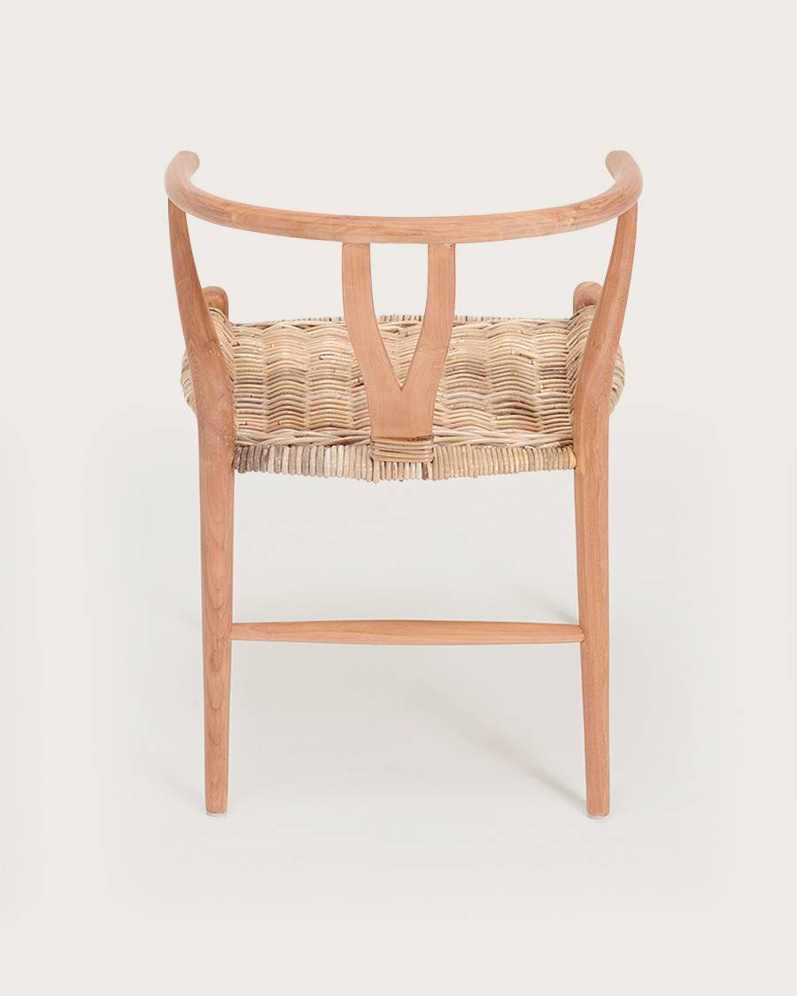 Lyia - Chaise en teck massif et rotin - UNIQKA - Image 5