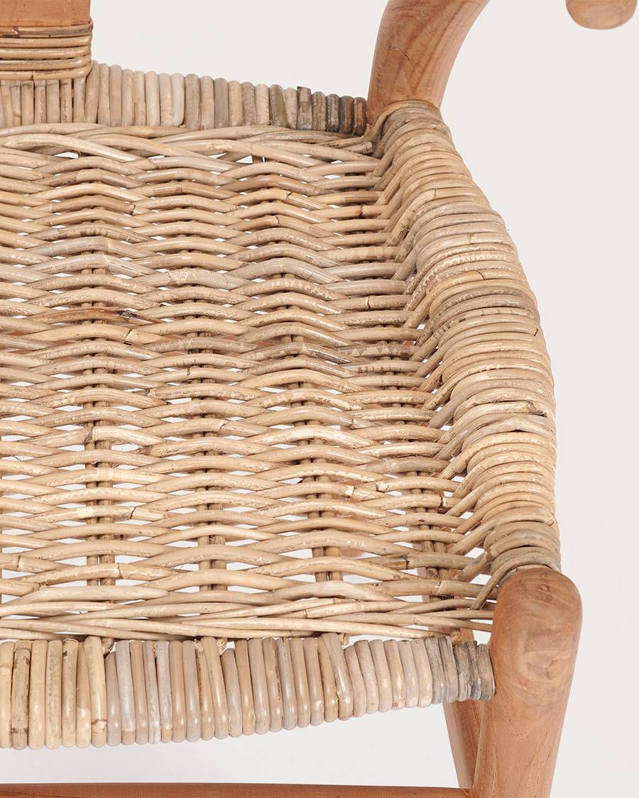 Lyia - Chaise en teck massif et rotin - UNIQKA - Image 8