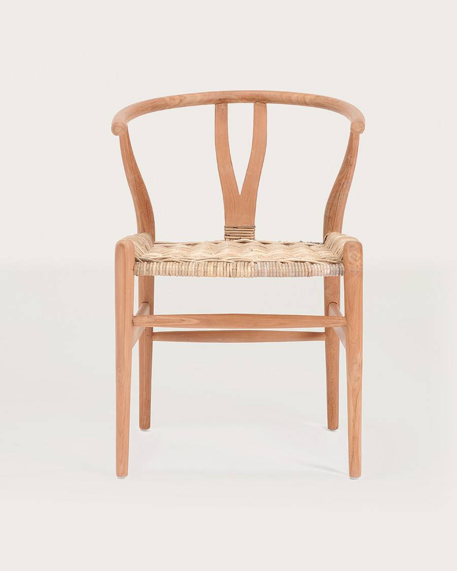 Lyia - Chaise en teck massif et rotin - UNIQKA - Image 3