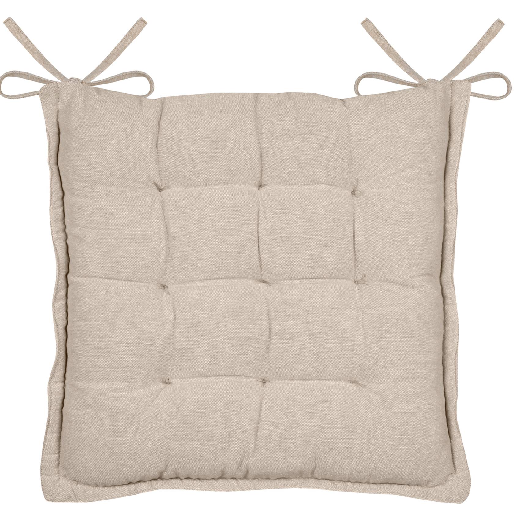 Lovely Casa - Galette de chaise matelassée poly-coton et jute - LOVELY CASA - Jute - Blanc - Image 3