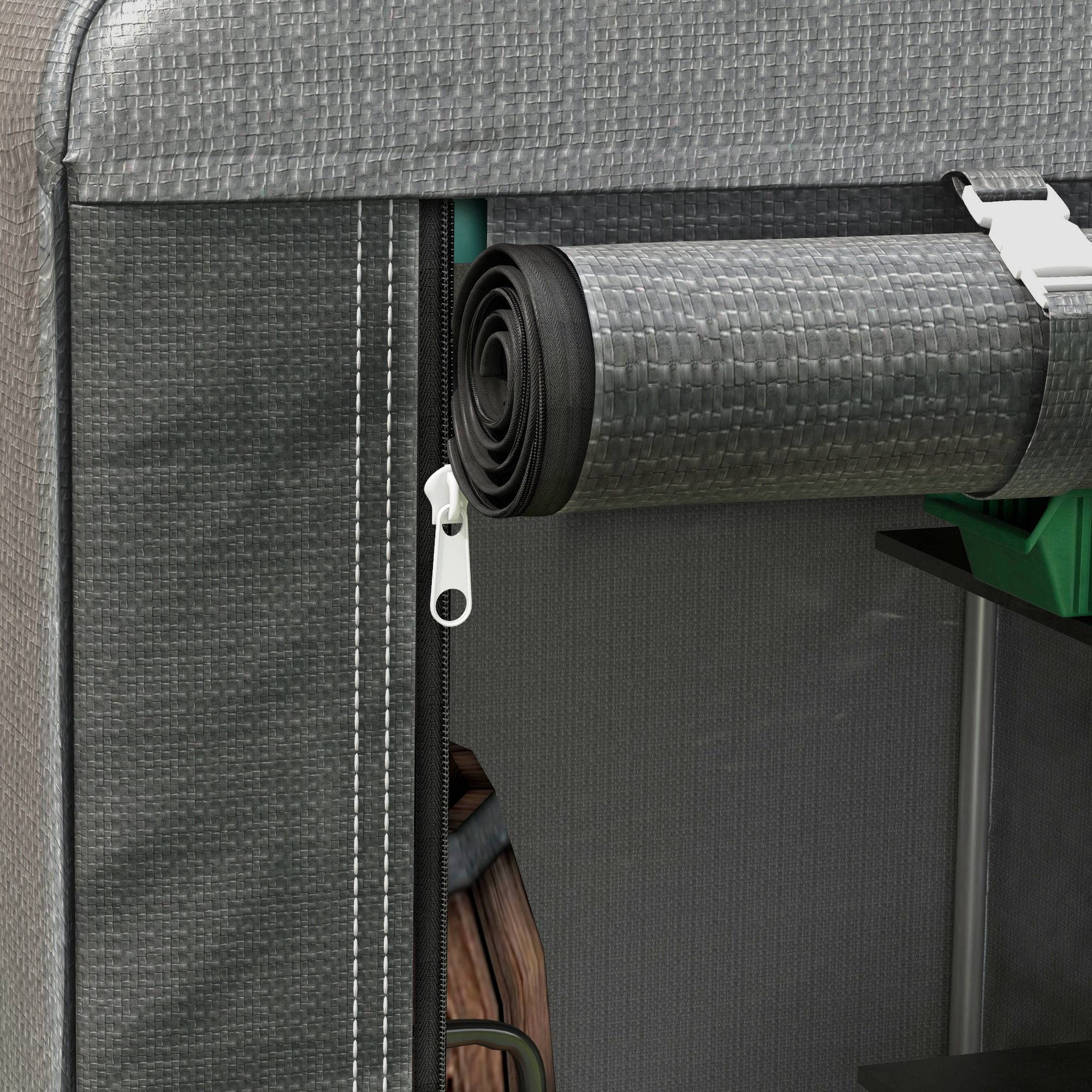 ComfortXL - Tente de stockage toile PE extérieur abri vélos outils porte zippée 120x179x165cm gris - ComfortXL Outdoor Living - Image 10
