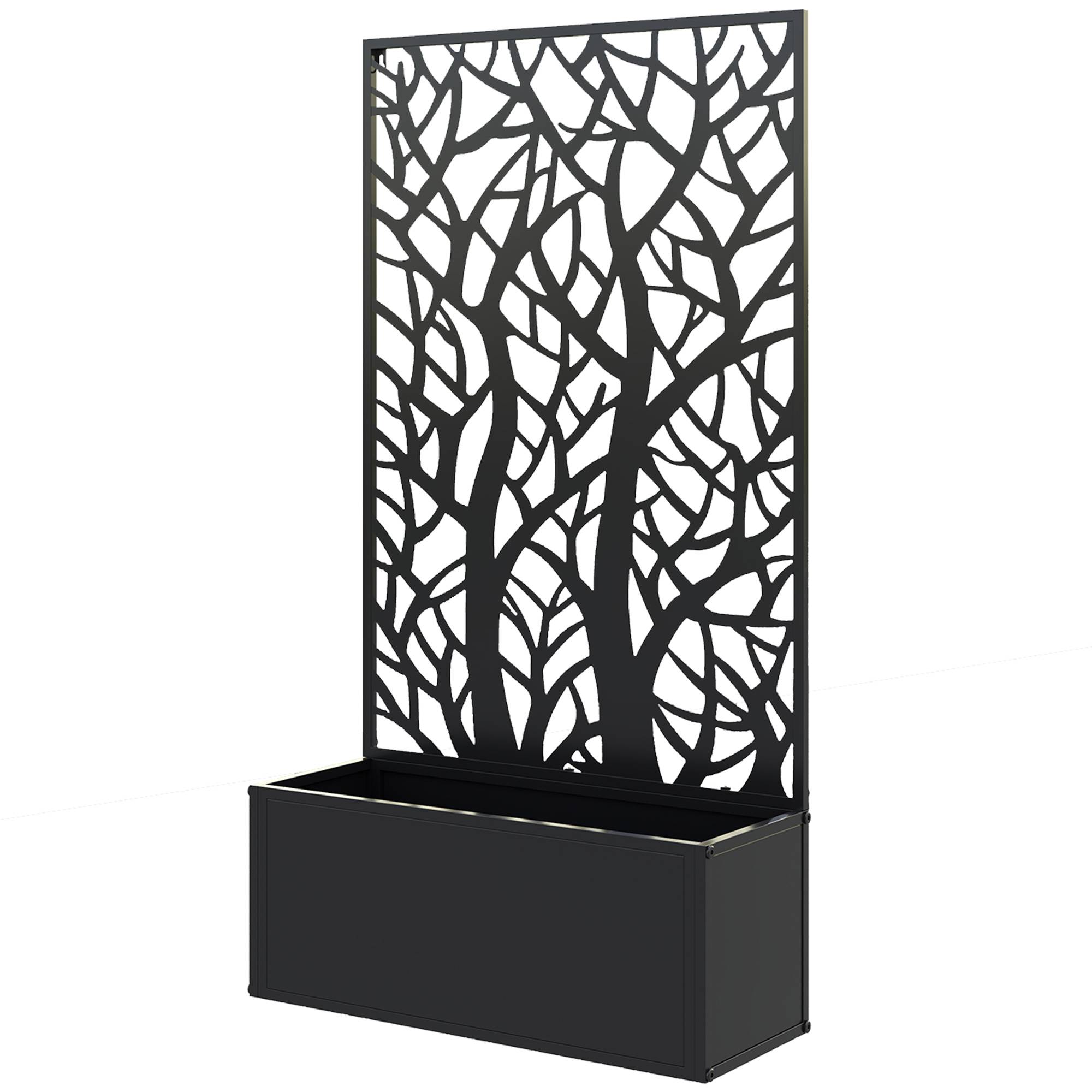 Outsunny - Jardinière avec treillis pour plantes grimpantes, légumes - en métal - intérieur et extérieur - 61 x 23 x 113 cm - noir - Outsunny - Image 1