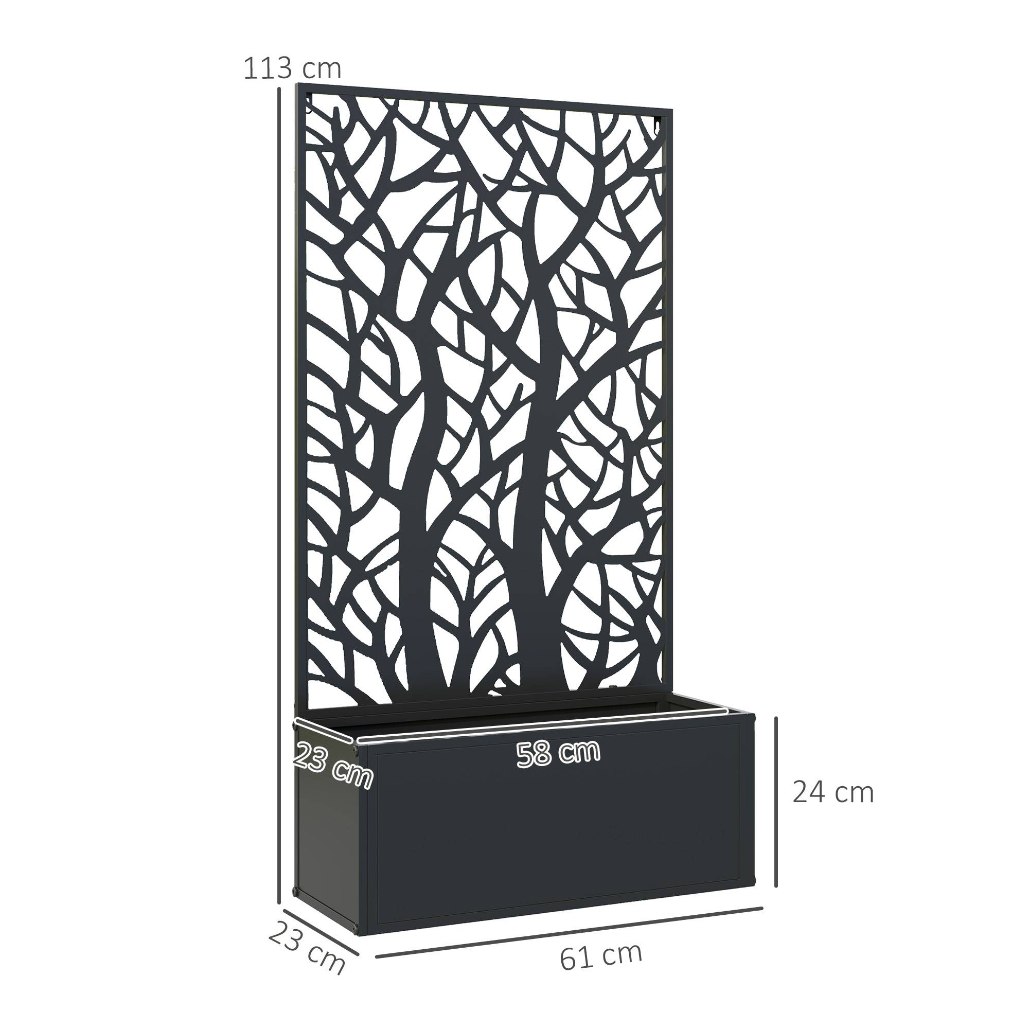 Outsunny - Jardinière avec treillis pour plantes grimpantes, légumes - en métal - intérieur et extérieur - 61 x 23 x 113 cm - noir - Outsunny - Image 3