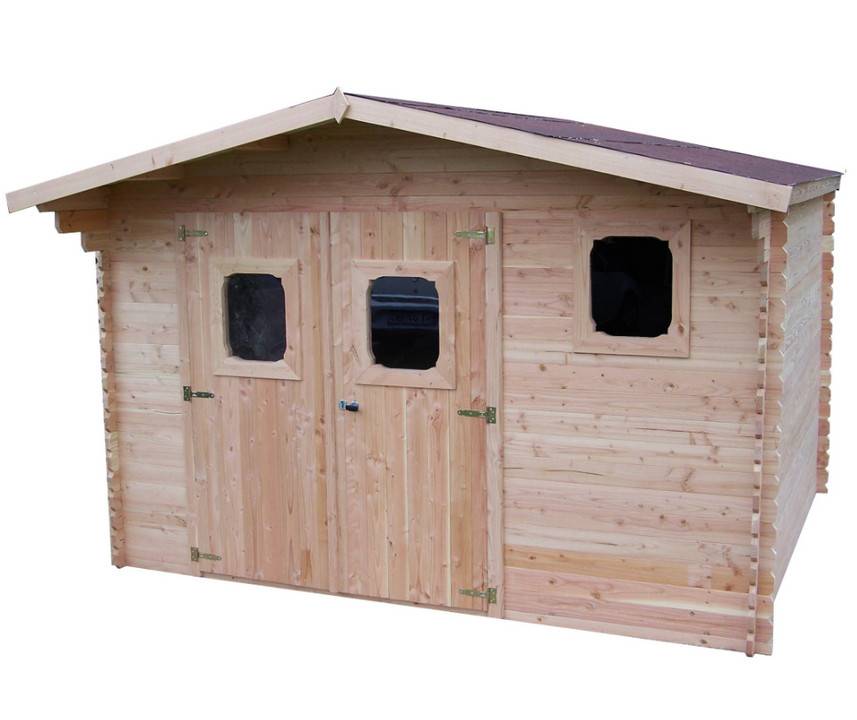 Habrita - Abri DOMMAR Douglas madriers 28 mm - 13,37 m² - sans plancher - toit double pente Habrita - Image 1