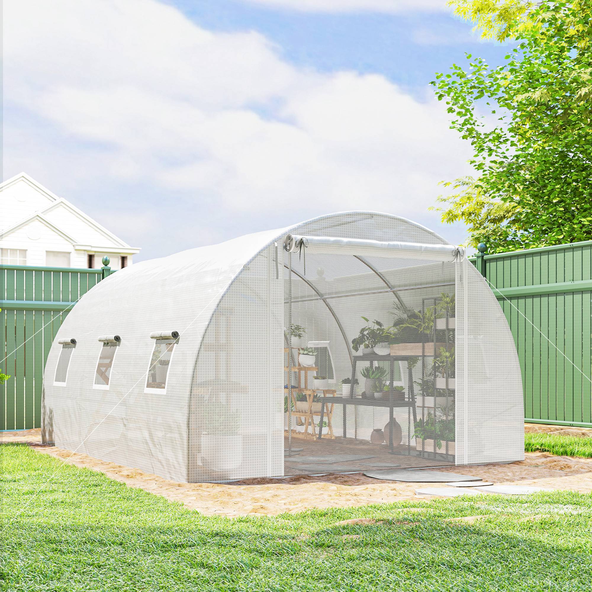 Grande serre de jardin acier plantes protection insectes 396x300x200cm  blanc - ComfortXL Outdoor Living - Gamm vert
