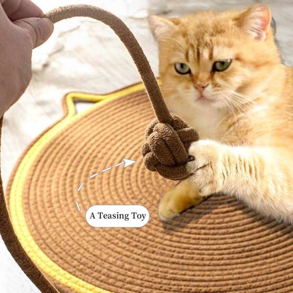 Tapis griffoir pour chat en coton naturel - 42 cm rond - Protection meubles - Multifonction -marron- Living123 - Image 5