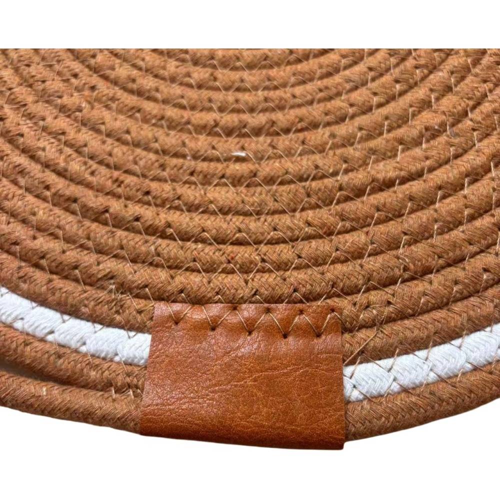 Tapis griffoir pour chat en coton naturel - 42 cm rond - Protection meubles - Multifonction -marron- Living123 - Image 6