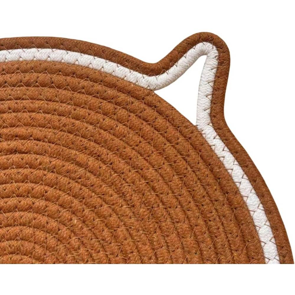 Tapis griffoir pour chat en coton naturel - 42 cm rond - Protection meubles - Multifonction -marron- Living123 - Image 4