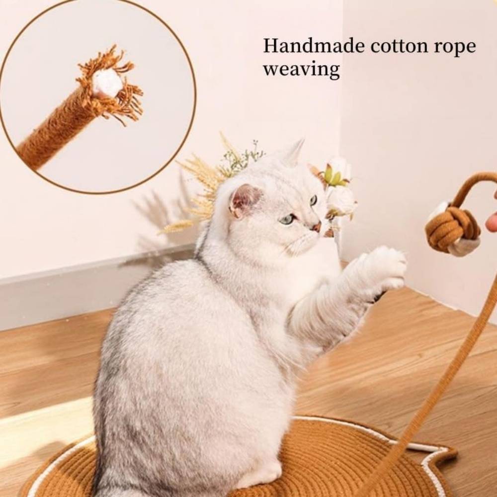 Tapis griffoir pour chat en coton naturel - 42 cm rond - Protection meubles - Multifonction -marron- Living123 - Image 2