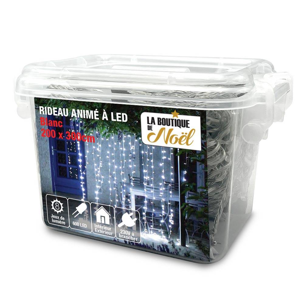 Rideau lumineux électrique à LED 200 x 300 Blanc - Image 1