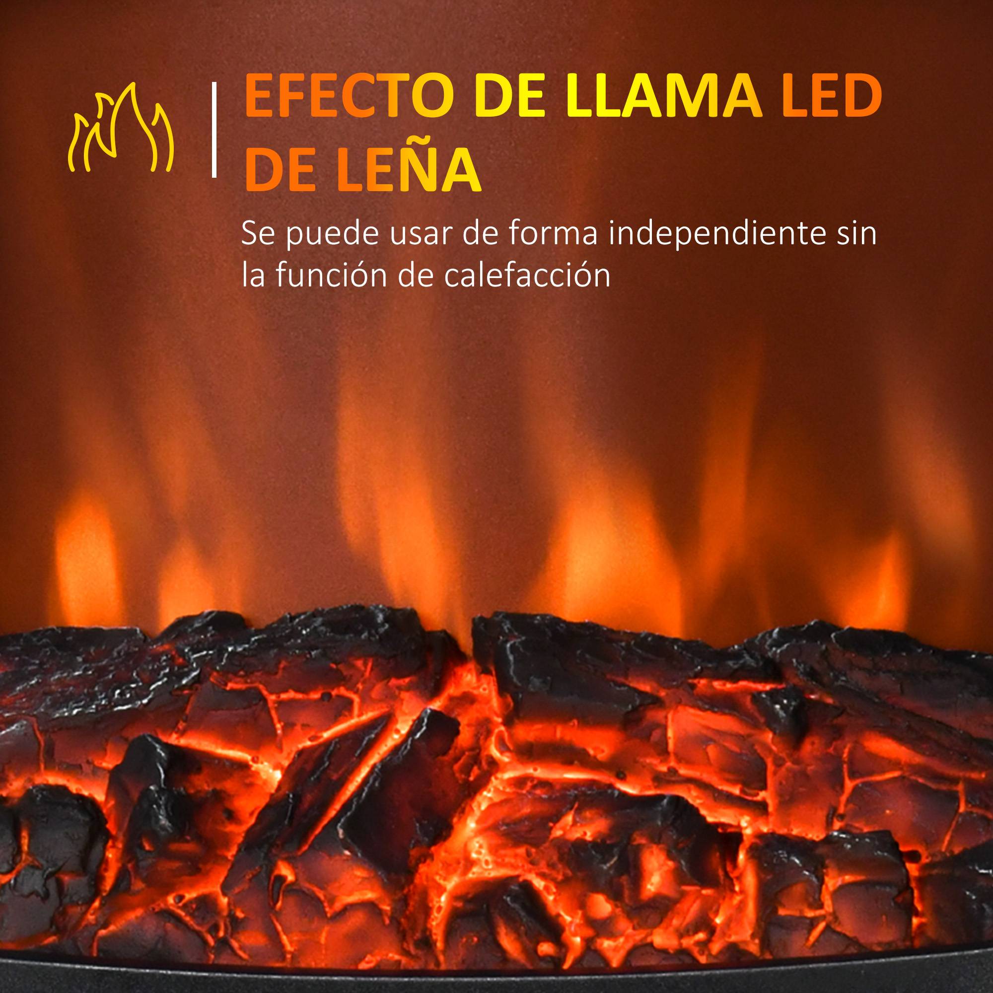 Cheminée électrique 900W/1800W effet flamme température réglable et protection anti-surchauffe noir - Image 7