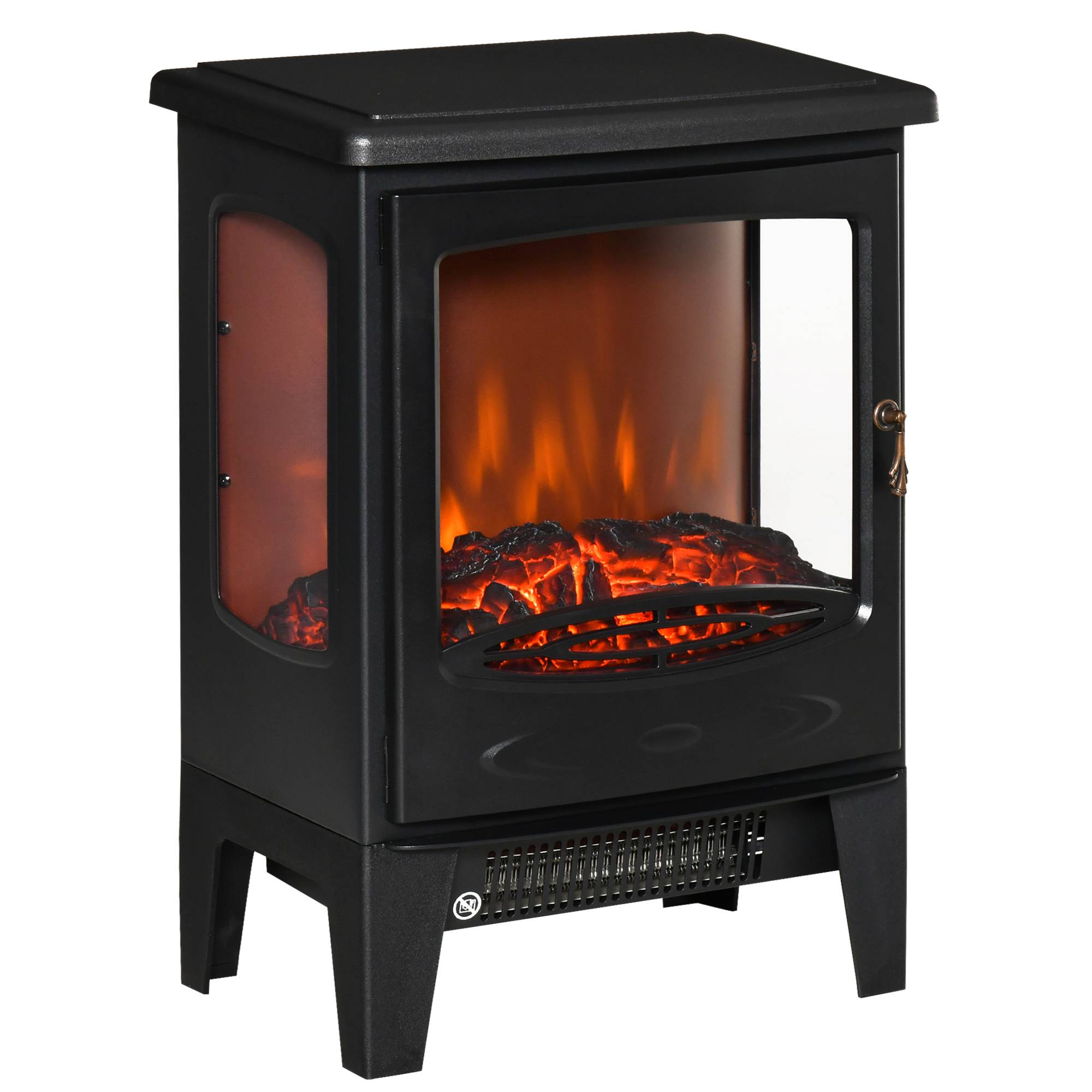 Cheminée électrique 900W/1800W effet flamme température réglable et protection anti-surchauffe noir