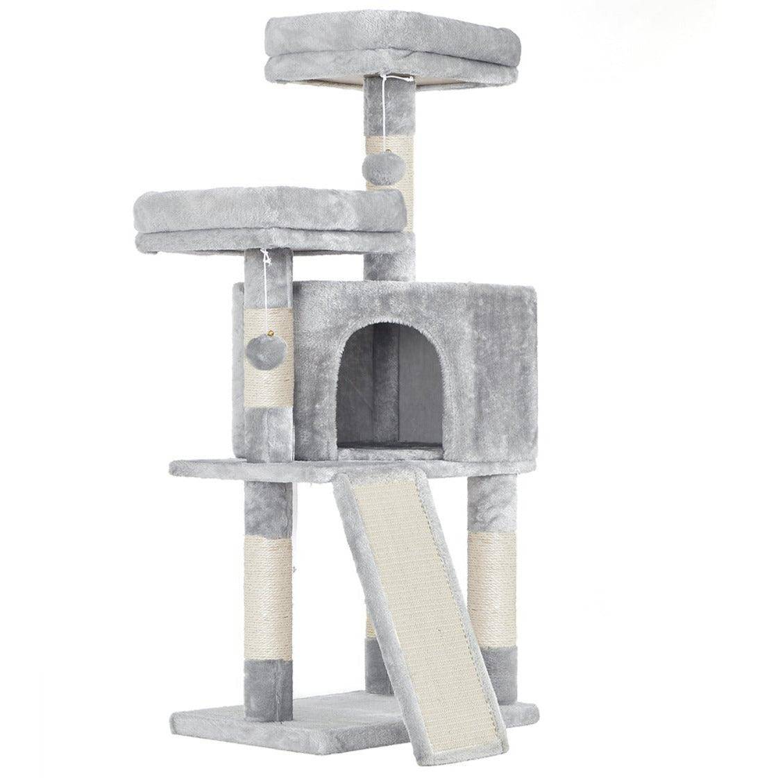 Arbre à chat tour poteaux à gratter 115 cm gris clair - Image 1
