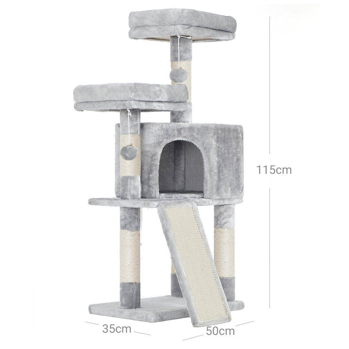 Arbre à chat tour poteaux à gratter 115 cm gris clair - Image 2