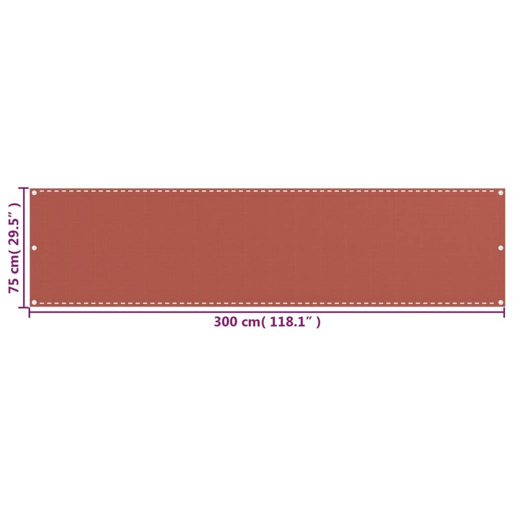 Helloshop26 - Écran de balcon brise pare vue protection confidentialité 75 x 300 cm PEHD terre cuite - Image 5