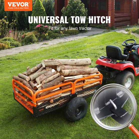 VEVOR Remorque benne basculante 680 kg, côtés amovibles, chariot déversement 0,4 m³, pour tracteur/VTT. - Image 2