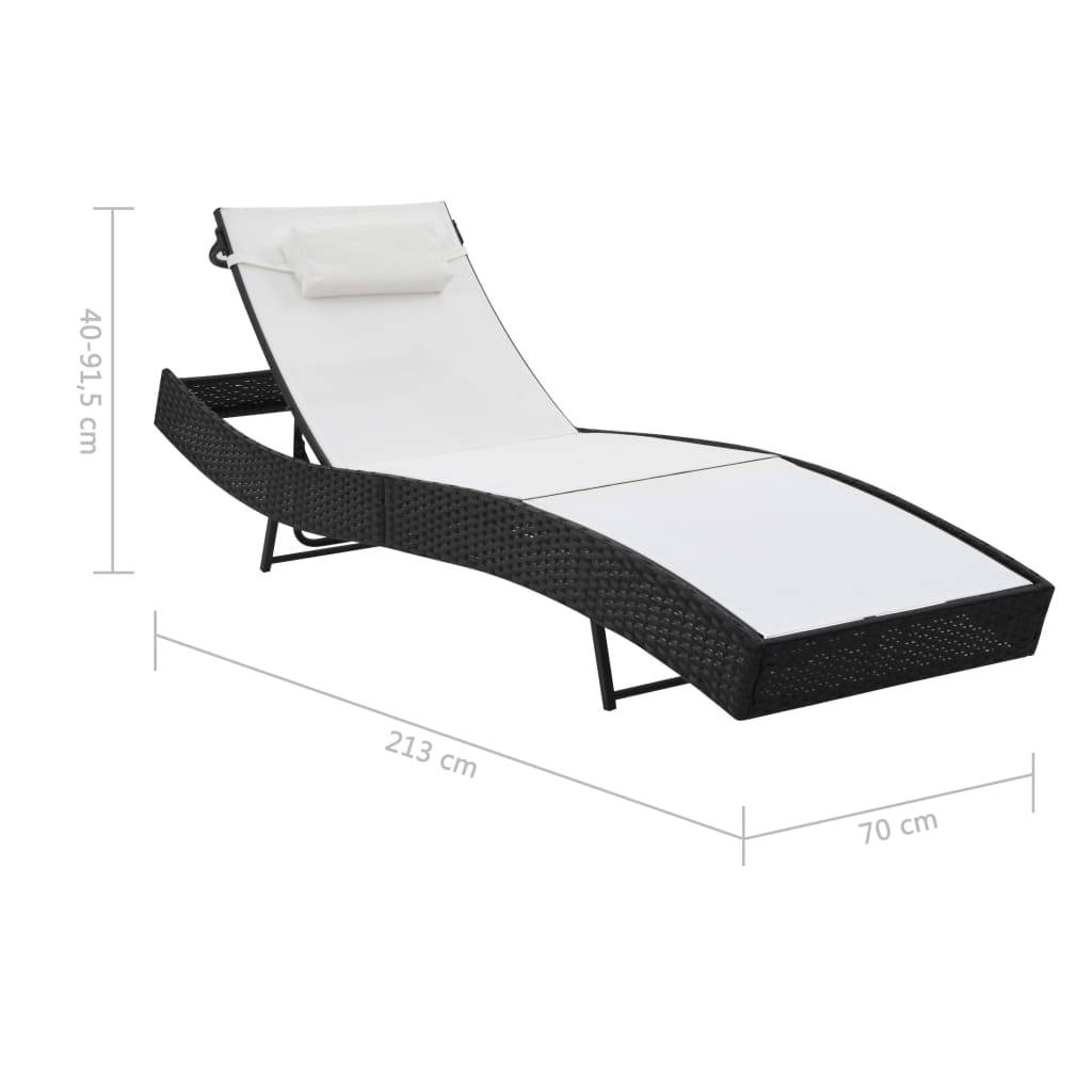 Helloshop26 - Lot de 2 transats chaise longue bain de soleil lit de jardin terrasse meuble d'extérieur et table résine tressée et textilène noir - Image 8