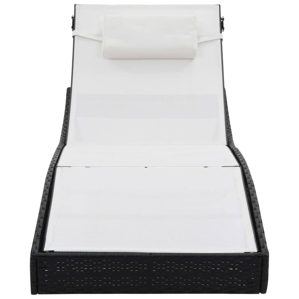 Helloshop26 - Lot de 2 transats chaise longue bain de soleil lit de jardin terrasse meuble d'extérieur et table résine tressée et textilène noir - Image 6