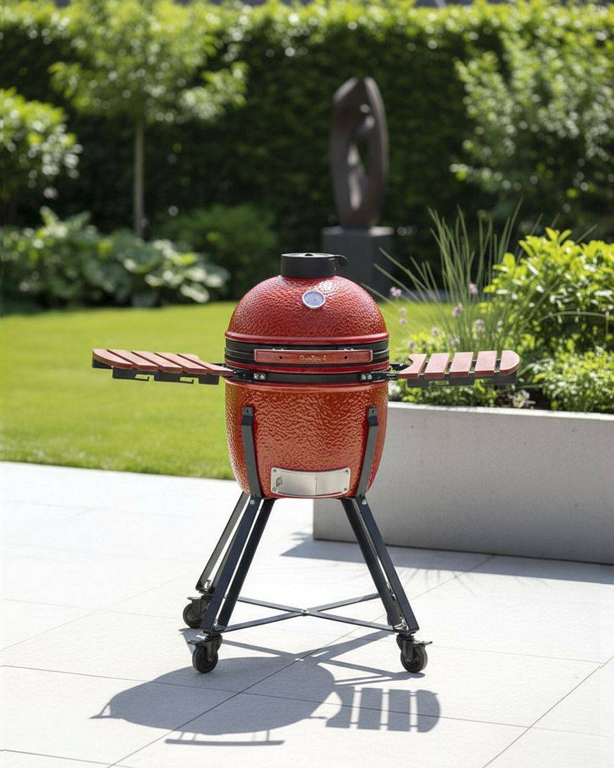 Beliani - Gril à charbon de bois Céramique Rouge KAMADO - 111x53x112- Beliani - Image 1