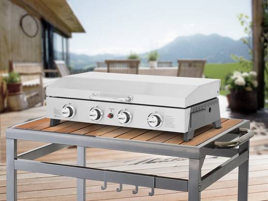 Plancha à Gaz En Inox Avec 4 Bruleurs Et Couvercle "fasto" - 10 Kw - Gris -habitat Et Jardin - Image 2