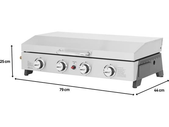Plancha à Gaz En Inox Avec 4 Bruleurs Et Couvercle "fasto" - 10 Kw - Gris -habitat Et Jardin - Image 4