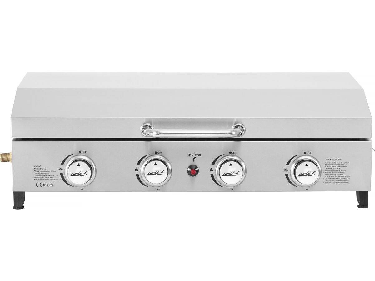 Plancha à Gaz En Inox Avec 4 Bruleurs Et Couvercle "fasto" - 10 Kw - Gris -habitat Et Jardin - Image 1