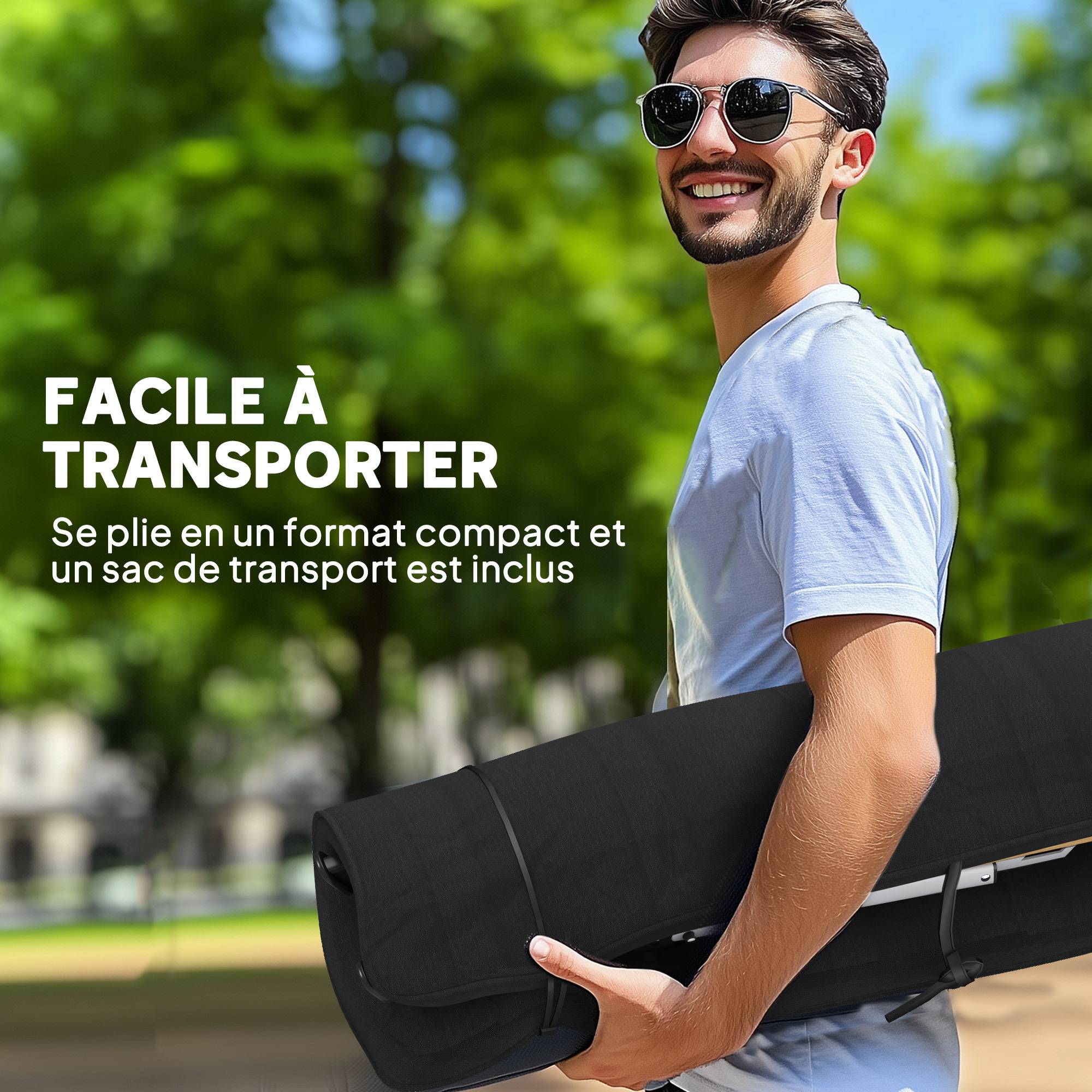 ComfortXL - Chaise de camping pliante polyester dossier réglable coussin amovible noir - ComfortXL Outdoor Living - Image 9