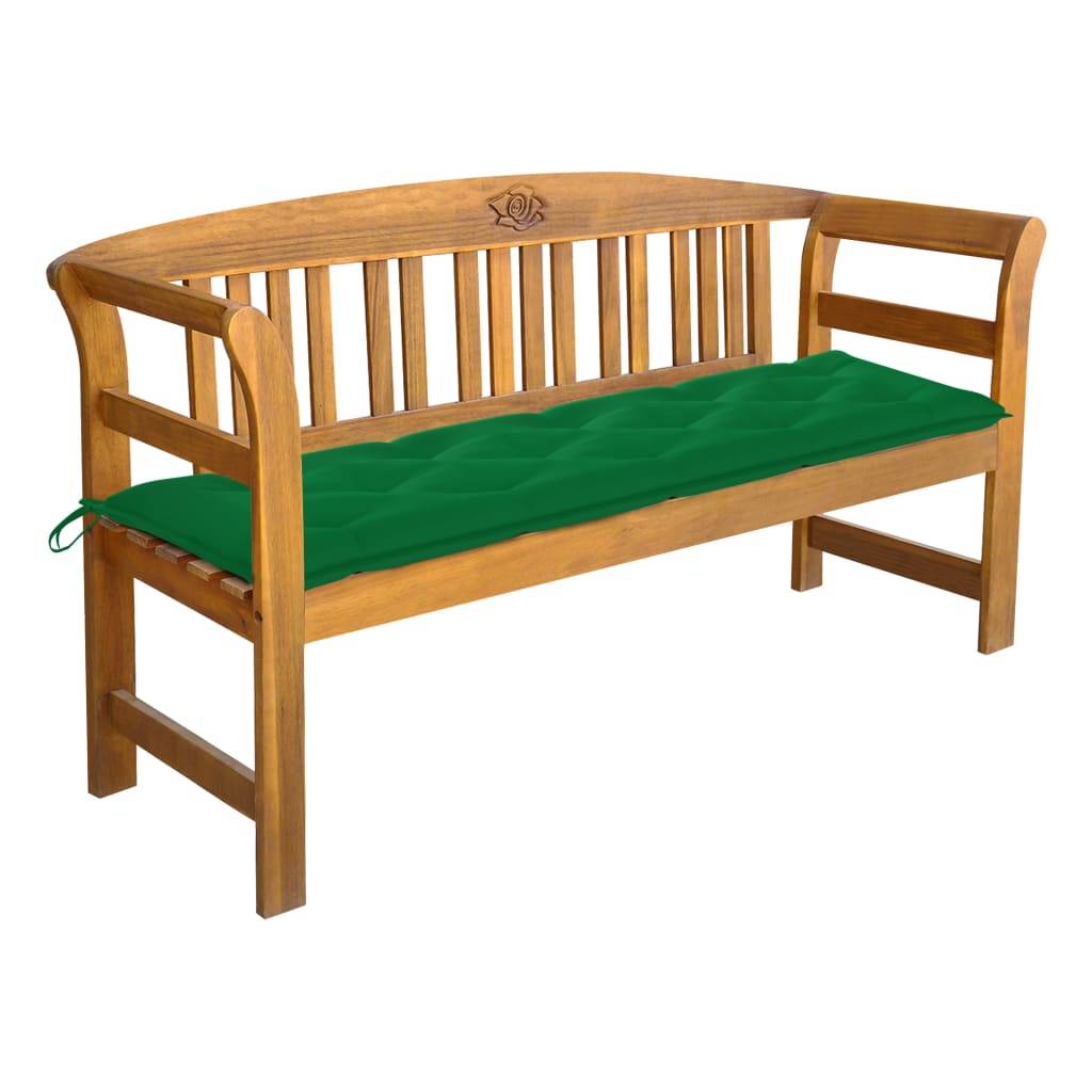 Helloshop26 - Banc de jardin meuble de patio d'extérieur terrasse avec coussin 157 cm bois d'acacia massif - Image 1