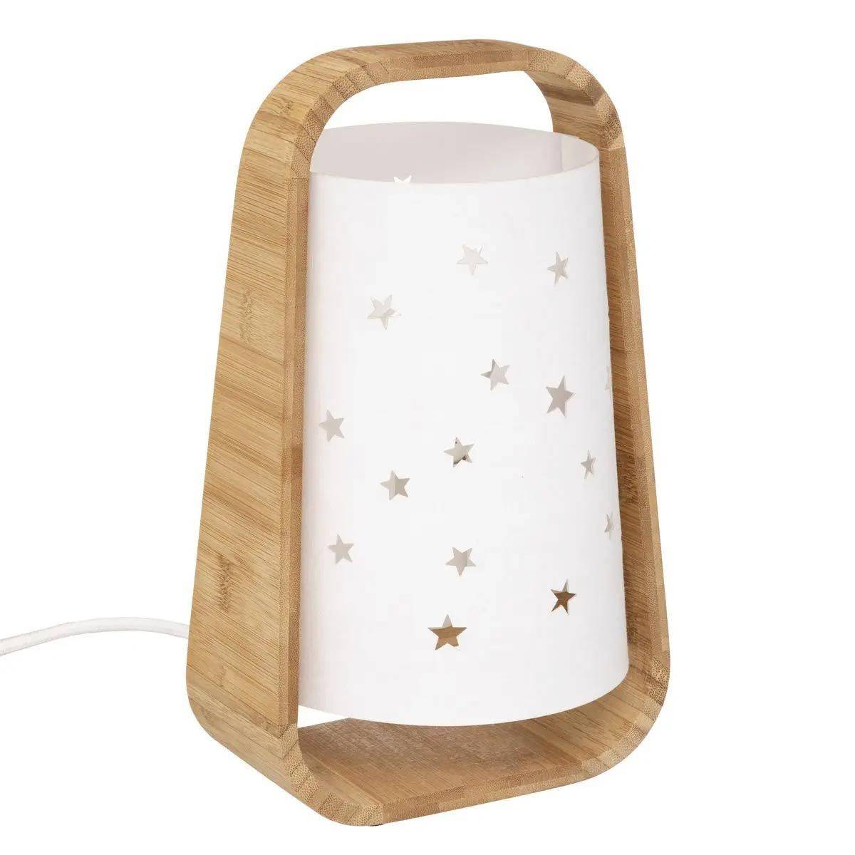 Lampe à Poser Enfant "Étoiles Ajourées" 26cm Blanc