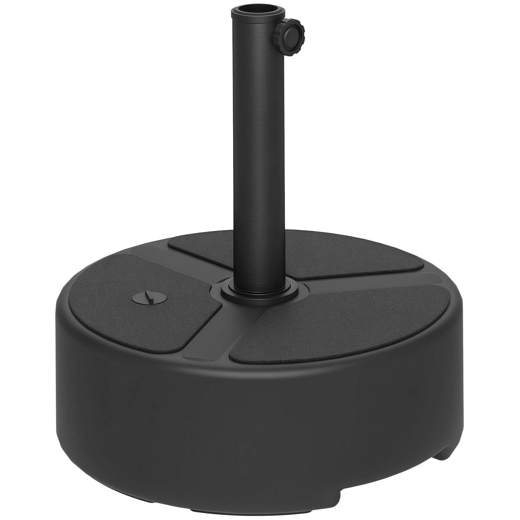 Pied parasol à lester plastique HDPE jardin terrasse base ronde 45x32.5 cm noir - ComfortXL Outdoor Living - Image 1