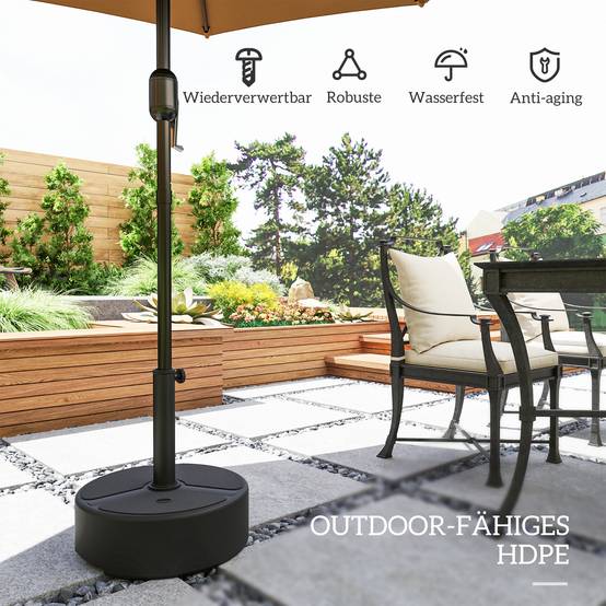 Pied parasol à lester plastique HDPE jardin terrasse base ronde 45x32.5 cm noir - ComfortXL Outdoor Living - Image 8