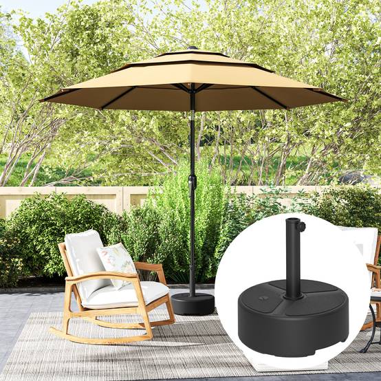 Pied parasol à lester plastique HDPE jardin terrasse base ronde 45x32.5 cm noir - ComfortXL Outdoor Living - Image 9