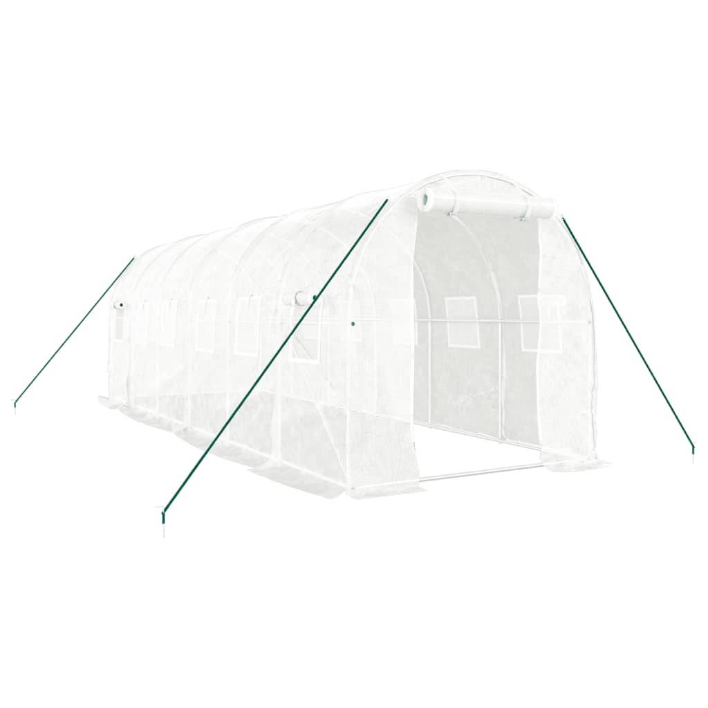 Serre de jardin 12m² - Serre de culture avec cadre en acier blanc 6x2x2 m MAISON CHIC - Image 2
