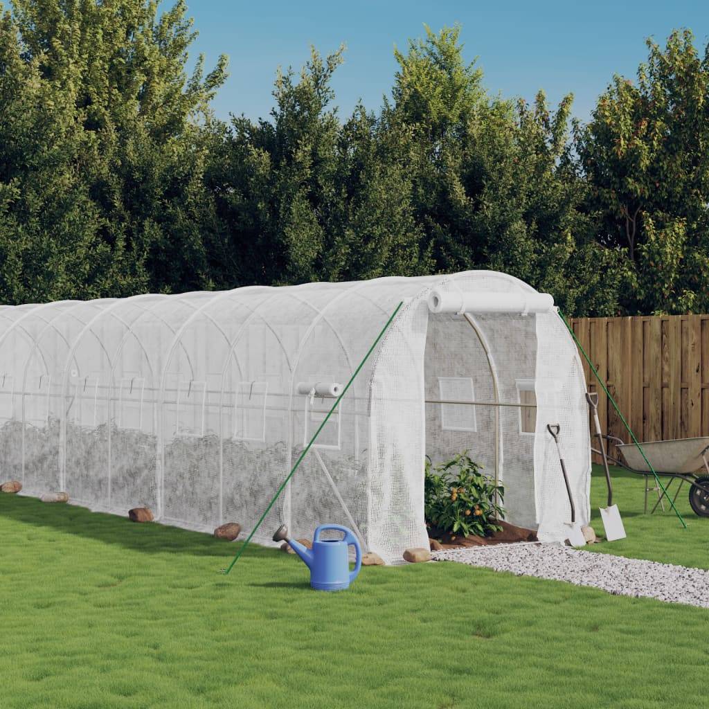 Serre de jardin 12m² - Serre de culture avec cadre en acier blanc 6x2x2 m MAISON CHIC - Image 1