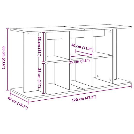 Meuble pour aquarium extra large Chêne Noir 120x40x60 cm avec Étagères - ComfortXL Outdoor Living - Image 10