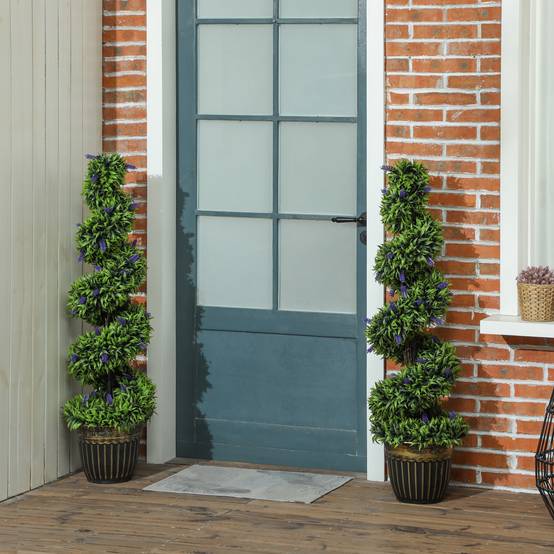 Sans Marque - Lot 2 plants buis spiralés UV lavande 115 cm vert bleu - Image 3