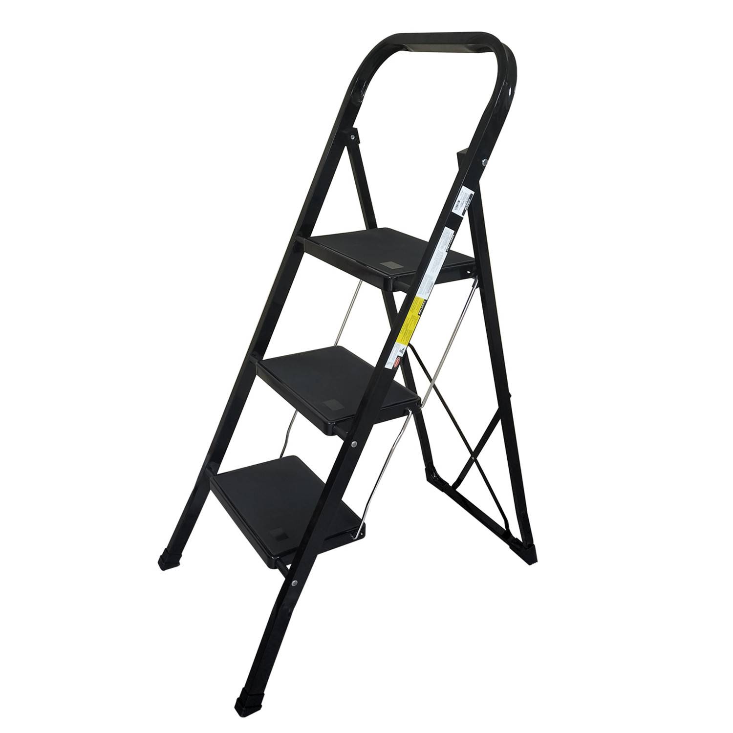 Escabeau à 3 marches BM TOOLS BMT-ESC3-BLACK, Haut. de travail : 70,5 cm, se range facilement, Marches anti-dérapantes - NOIR - Image 1