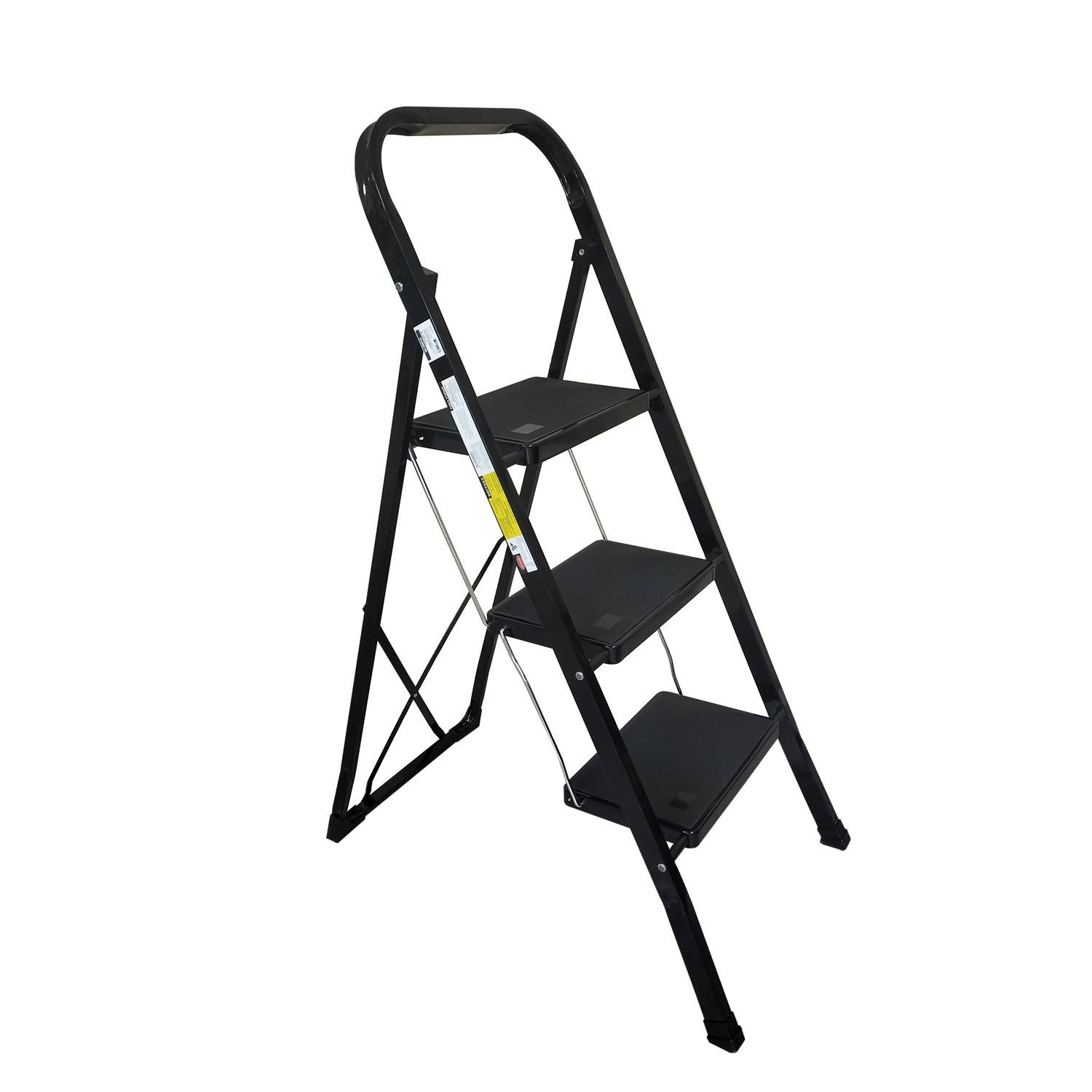 Escabeau à 3 marches BM TOOLS BMT-ESC3-BLACK, Haut. de travail : 70,5 cm, se range facilement, Marches anti-dérapantes - NOIR - Image 2
