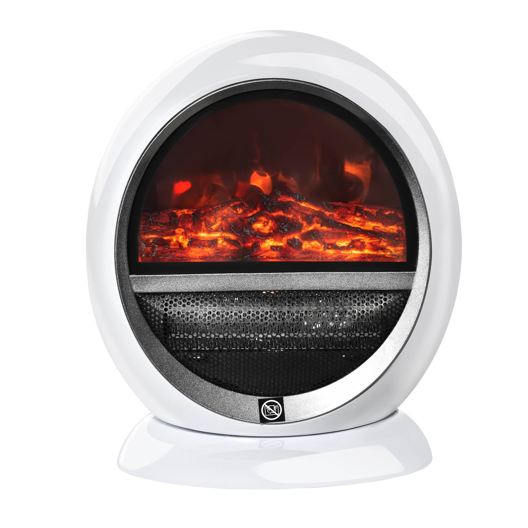 Cheminée électrique portable 1500 W, effet flamme rotatif, protection surchauffe et anti-basculement, 10-15 m², 30,5 x 18 x 35 cm, blanche - Image 2