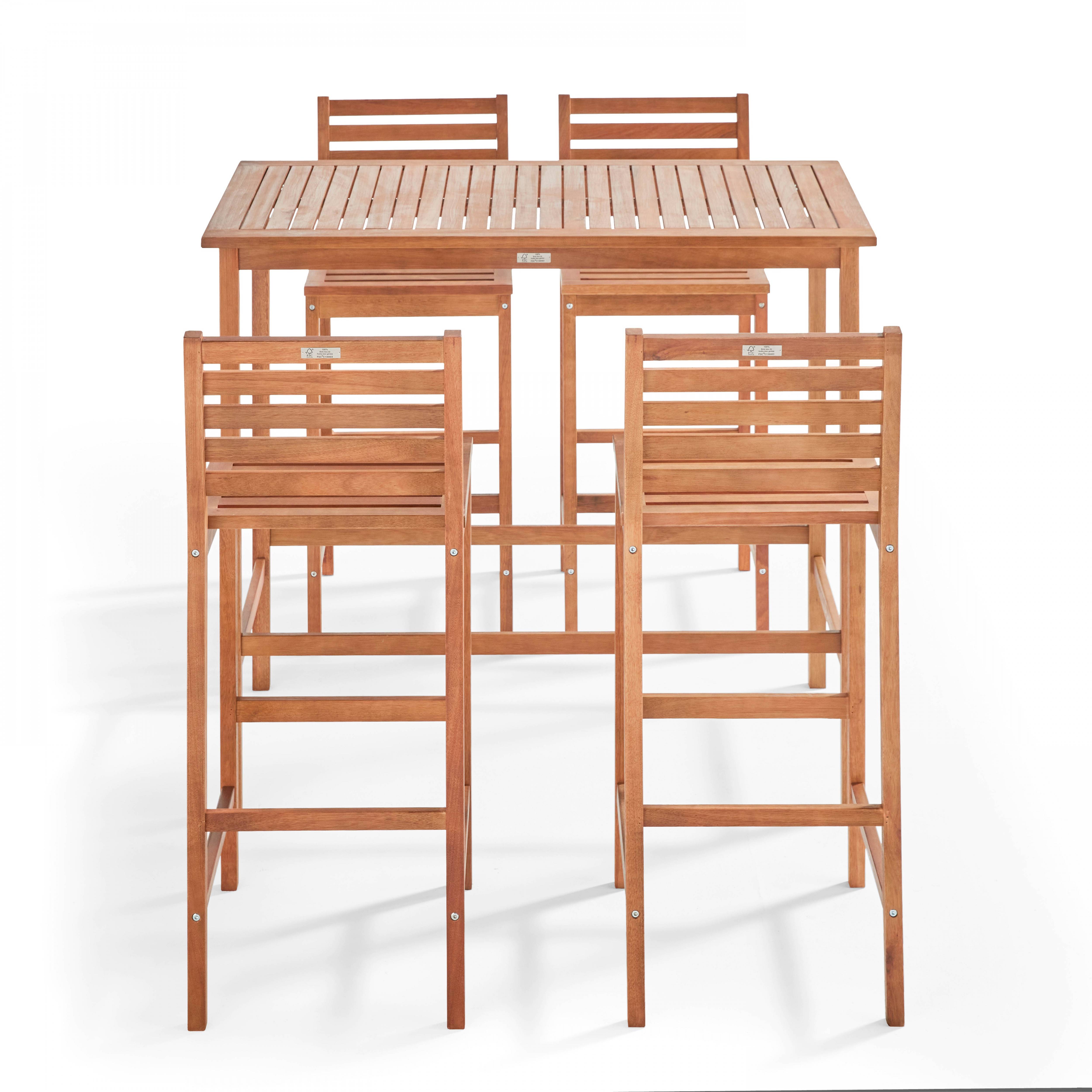 Oviala - Table de terrasse haute en bois et 4 tabourets Anglet - Oviala - Image 2