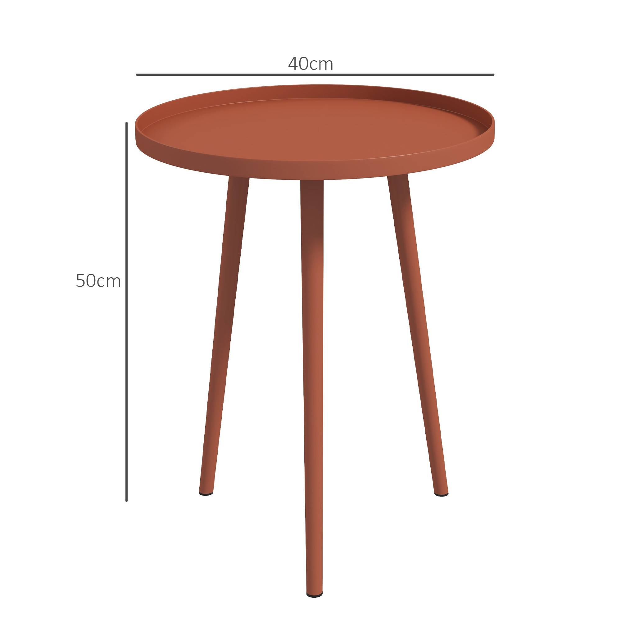Table basse jardin ronde acier terrasse d'appoint rebord de protection rouge - ComfortXL Outdoor Living - Image 5