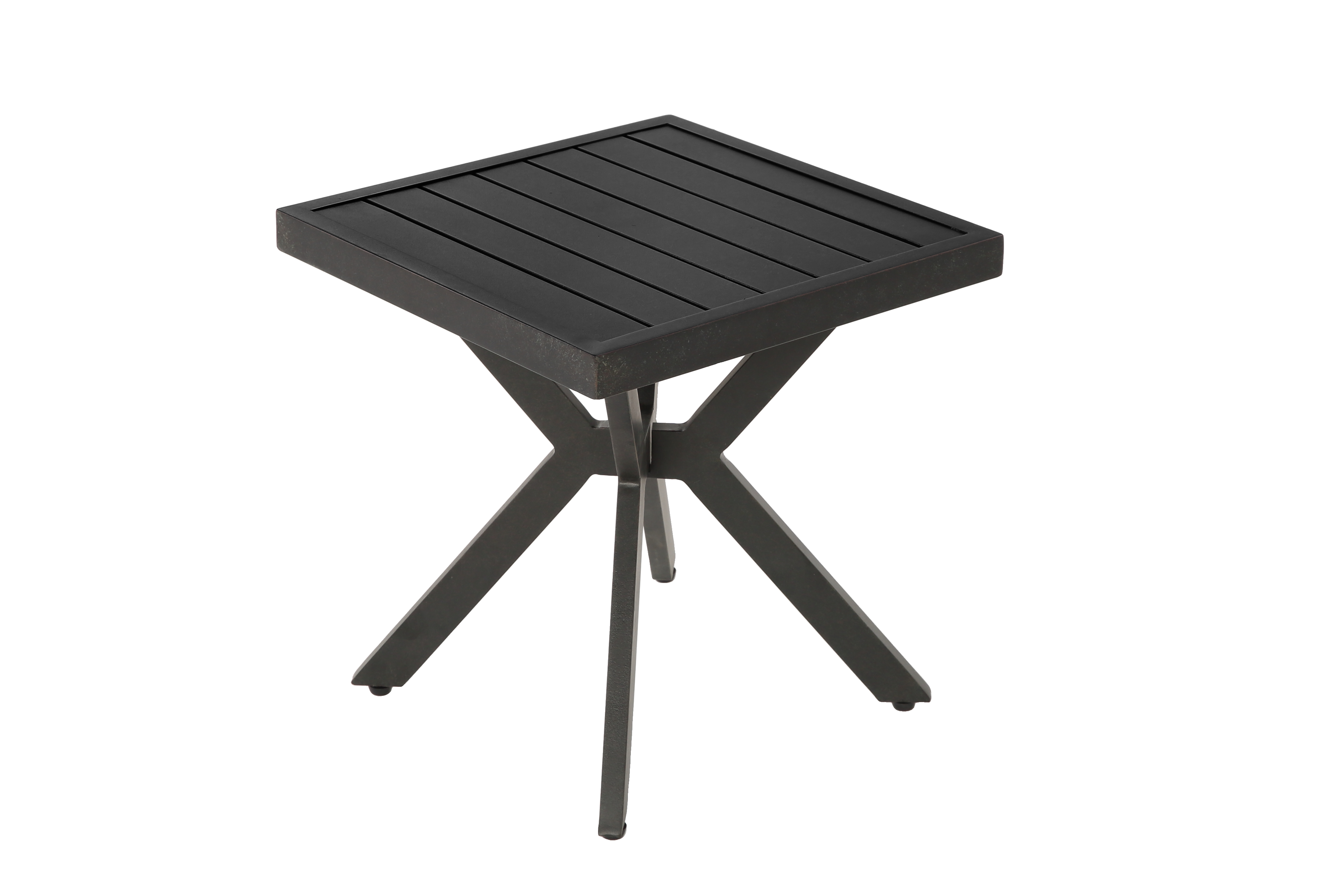 Table d'appoint Jardin Aluminium Bout de Canapé Terrasse Carrée 45cm Brun - ComfortXL Outdoor Living - Image 2