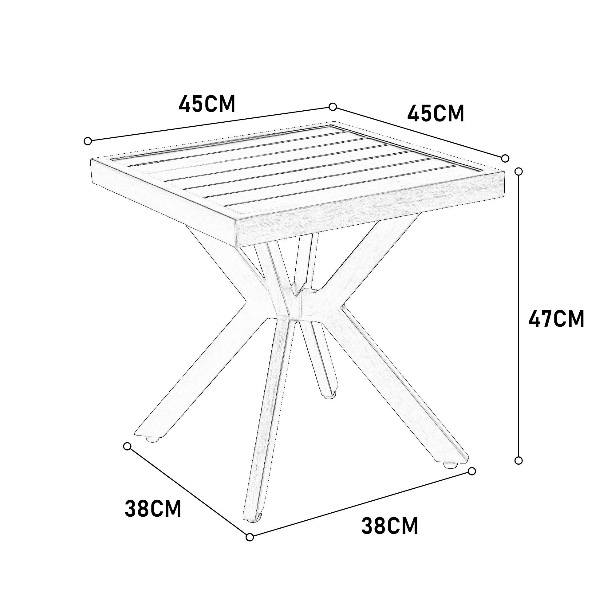 Table d'appoint Jardin Aluminium Bout de Canapé Terrasse Carrée 45cm Brun - ComfortXL Outdoor Living - Image 3