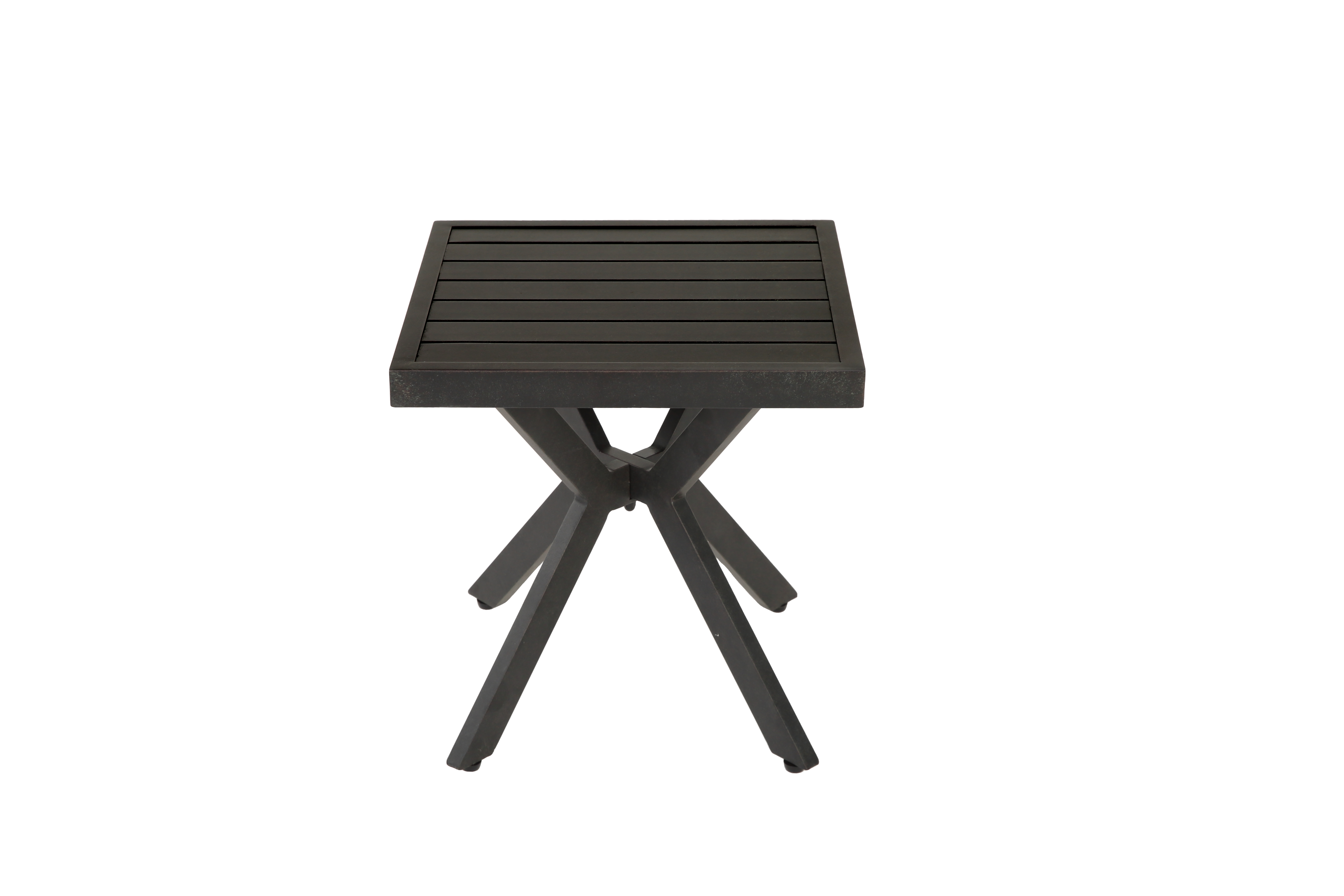 Table d'appoint Jardin Aluminium Bout de Canapé Terrasse Carrée 45cm Brun - ComfortXL Outdoor Living - Image 4