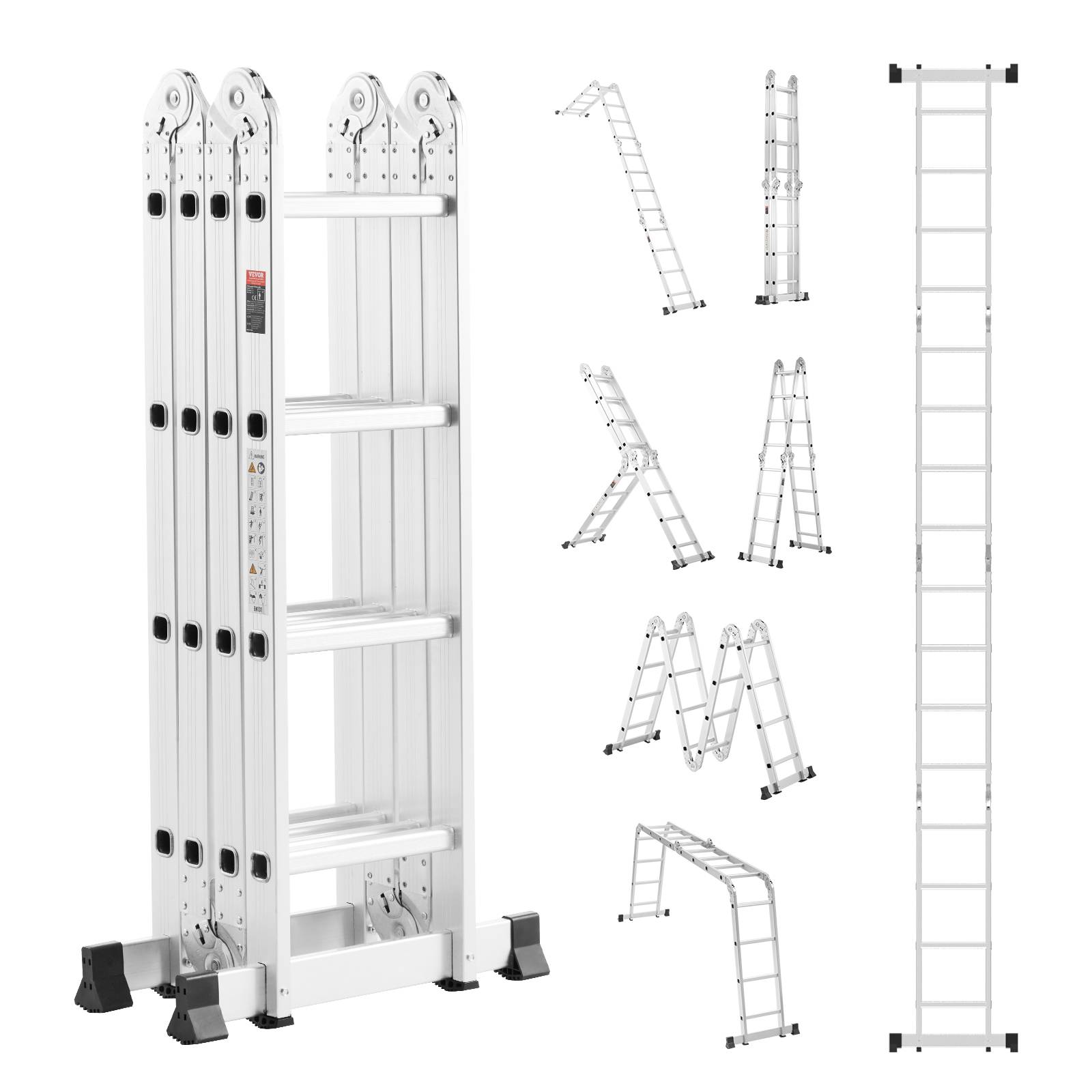 Vevor - VEVOR Échelle Pliante Polyvalente 7 en 1 Portée 4,6 m 150 kg Cadre A 4 Marches - Image 1
