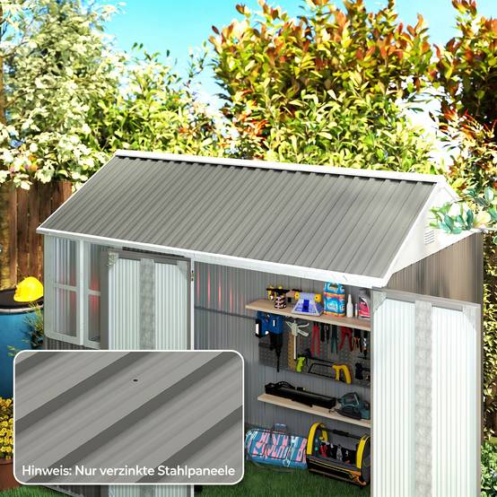Sans Marque - 12 tôles trapézoïdales 129x45 cm 7m² galvanisées 0,25mm intempéries profilées gris clair - Image 3